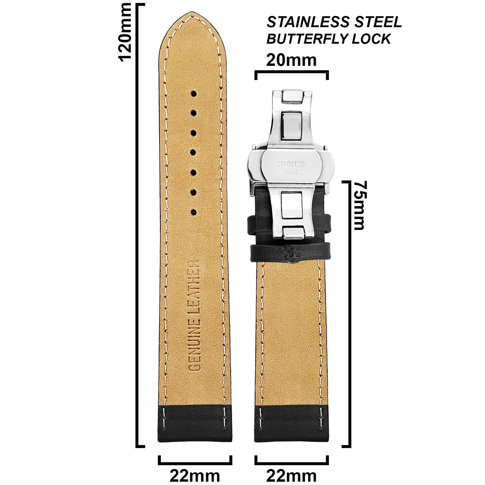 DBLACK [ARLONG] LEATHER STRAP W/ BUTTERFLY LOCK - Image 11