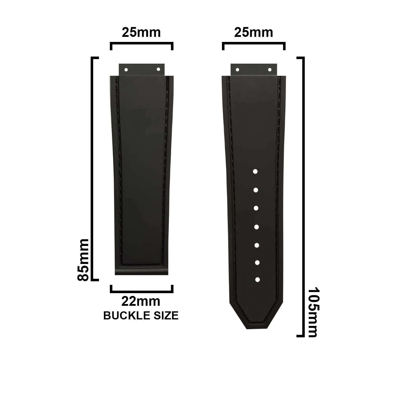 DBLACK [HLS] 25MM CROCO DESIGN, LEATHER WATCH STRAP // COMPATIBLE WITH  "HUBLOT" WATCHES - Image 3