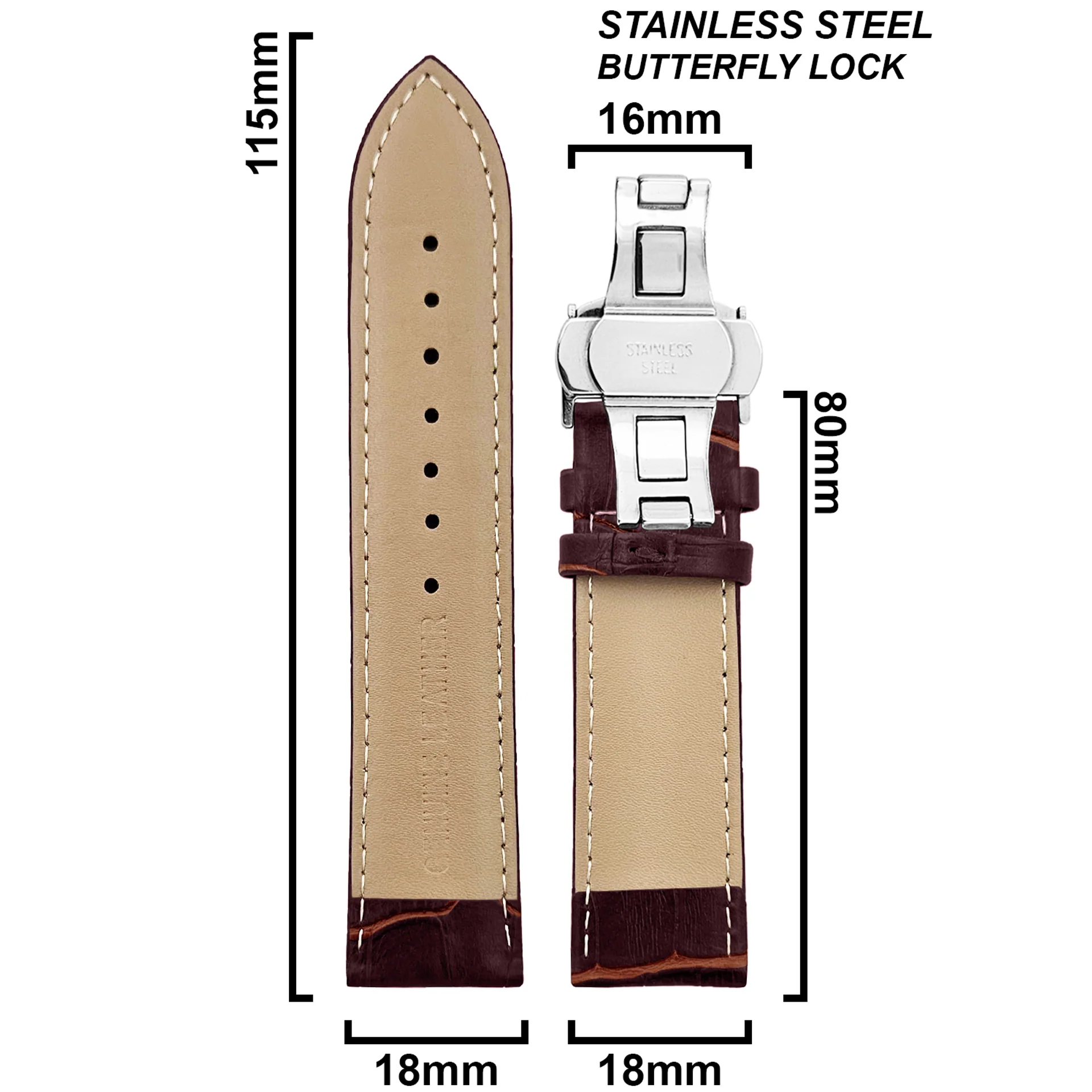 DBLACK [HOOK] CROCO DESIGN W/ BUTTERFLY LOCK, LEATHER STRAP - Image 18