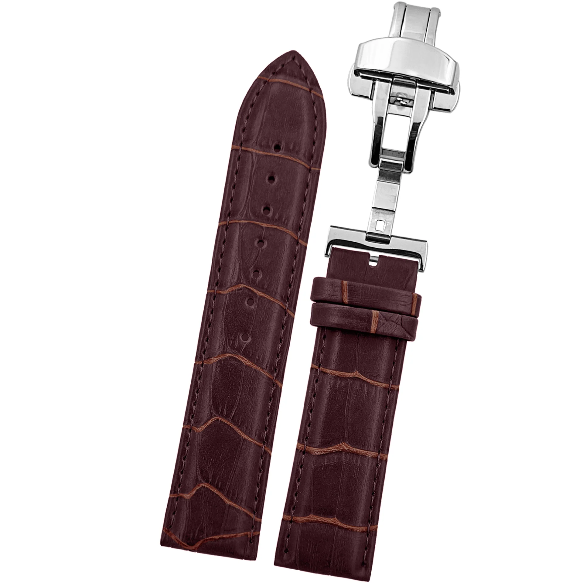 DBLACK [HOOK] CROCO DESIGN W/ BUTTERFLY LOCK, LEATHER STRAP - Image 3