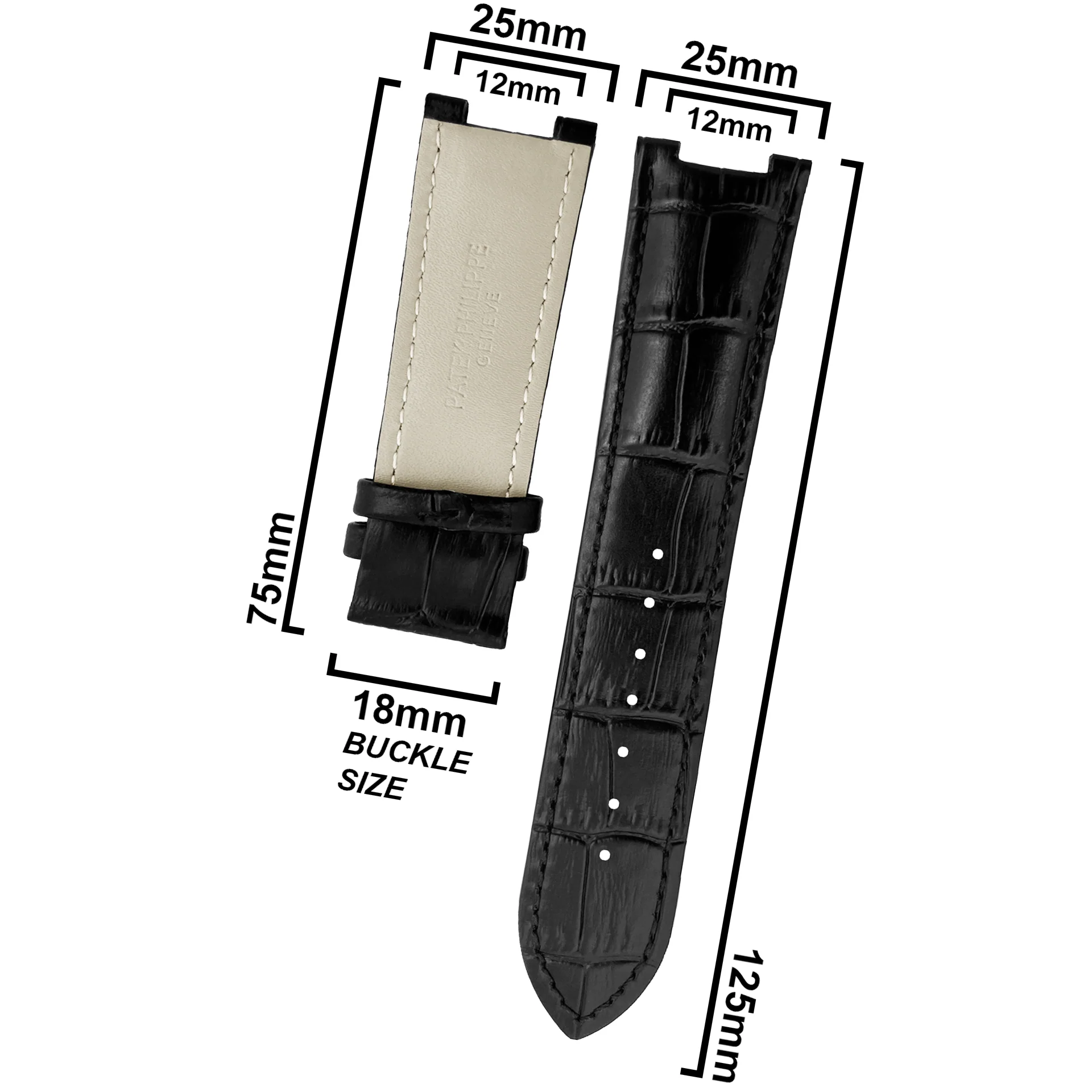 DBLACK [PKPDS1] 25MM CROCO DESIGN, LEATHER WATCH STRAP // FOR PATEK PHILIPPE WATCHES - Image 7