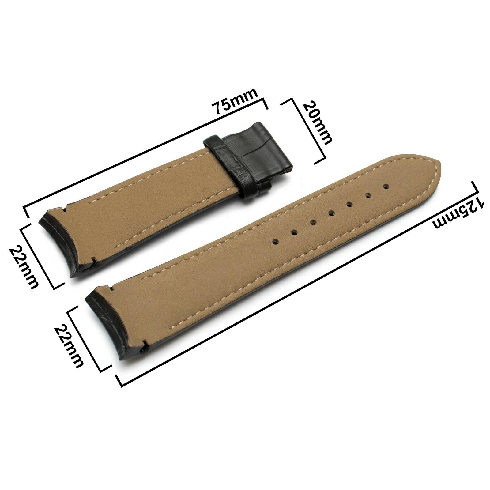 DBLACK [TST2] CROCO DESIGN, LEATHER WATCH STRAP // PERFECT FOR "TISSOT" COUTURIER 1853 & OTHER MODELS - Image 3